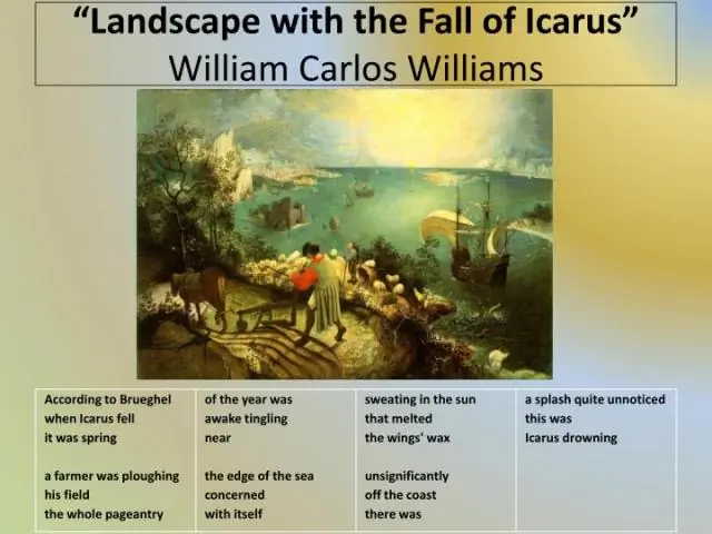 Ni nini kinasisitizwa katika Mandhari ya William Carlos Williams na Kuanguka kwa Icarus lakini si katika Mandhari ya Pieter Brueghel na Kuanguka kwa Icarus?